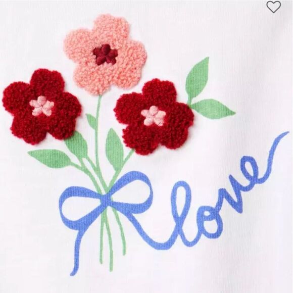 Janie and Jack 100049439 Girl White Floral Love Tee NWT size 12-18 months - Picture 3 of 9